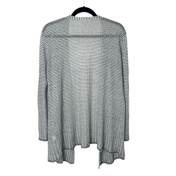 Eileen Fisher Fine Organic Linen Crepe Knit Simple Striped Cardigan Sweater Sz S - Picture 7 of 8